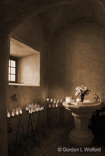 Chapel Candles_43728-31Sep.jpg - Our Lady of Loreto Chapel in the Presidio La BahiaPhotographed at Goliad, Texas, USA.